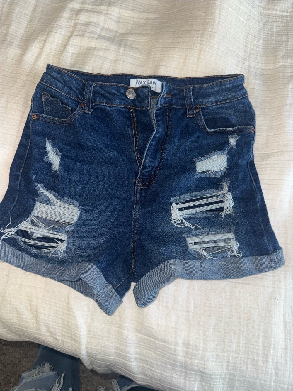 Dark Blue Distressed Denim Women’s Shorts